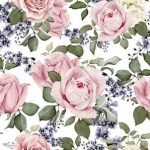 Shabby Chic Roses On White Digital Print