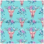 Cow Skull On Aqua Digital Print **END OF BOLT**