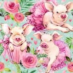 Piglets And Cupcakes Digital Print