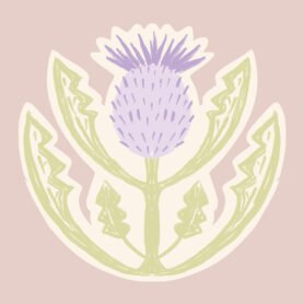 Pre - Order Floral Block Print Thistle On Pink