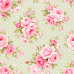 Pre-Order Shabby Chic Cottage Roses In Green Small Dot