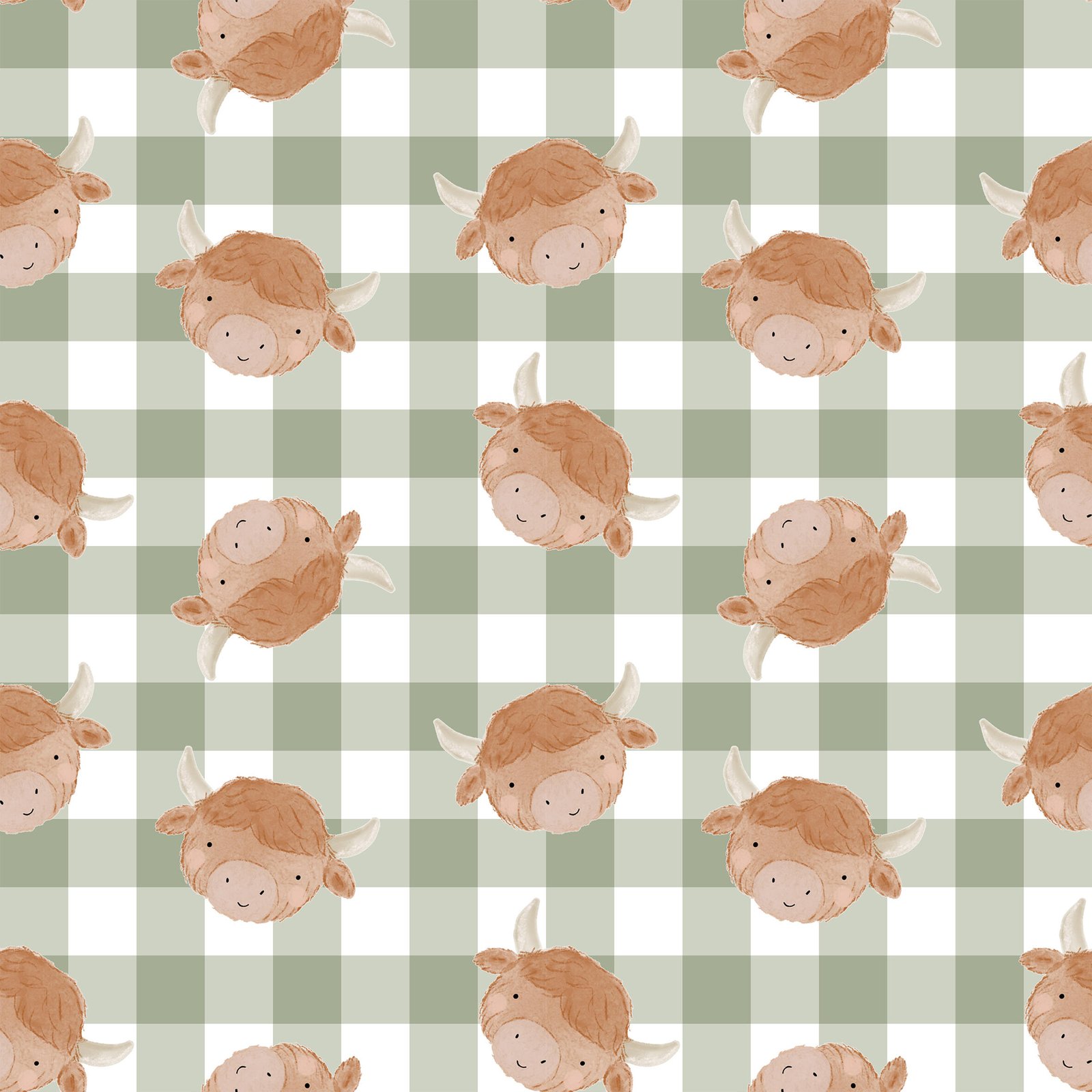 Small_Highland-Cow_Green-Gingham_FayeBDoodles.jpg