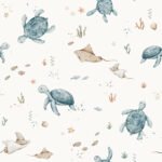 Pre-Order Turtle Land Teal In Off White