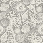 Pre-Order Boho Shells And Coral Block Print Off White On Grey Taupe