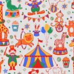 Pre-Order Whimsical Vintage Circus Parade Joyful Animals Clown Ivory Yellow Red Green