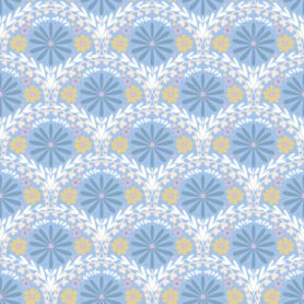 Pre-Order Country Floral Scallop White And Blue