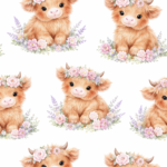 Pre-Order Fluffy Highland Calves With Floral Crowns