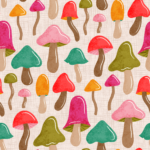 Pre-Order Retro Mushrooms In Pink And Teal