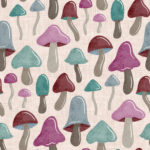 Pre-Order Retro Mushrooms In Mauve And Teal