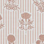 Pre-Order Block Print Marigold Floral Garden Linen Look Pin Stripes Peach Ivory Beige