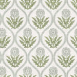 Pre-Order Ogee Dotted Striped Rustic Flowers On Linen Texture In Muted Sage Green