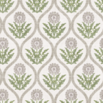 Pre-Order Ogee Dotted Striped Rustic Flowers On Linen Texture In Taupe And Sage Green