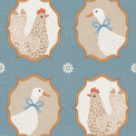 Pre-Order Framed Hens And Ducks Blue - Cute Farmyard Bird Portraits