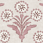 Pre-Order Textured Rustic Botanical Dandelions Block Print in Muted Pink on Beige