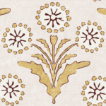 Pre-Order Textured Rustic Botanical Dandelions Block Print in Muted Yellow on Beige