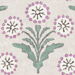 Pre-Order Textured Rustic Botanical Dandelions Block Print in Pink and Green