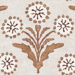 Pre-Order Textured Rustic Botanical Dandelions Block Print in Soft Brown on Beige