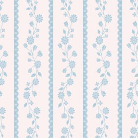 Pre-Order Vintage Garden Floral Vine Lace Stripe Grand Millennial Ivory Cool Icy Blue