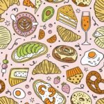 Pre-Order Brunch Doodle - Breakfast Food Sketches - Multicolored Blush