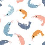 Pre-Order Ditsy Cute Shrimps Tossed Prawns Crustacean Pastel White