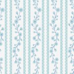 Pre-Order Vintage Garden Floral Vines Lace Stripe Grand Millennial Ivory Cobalt Blue