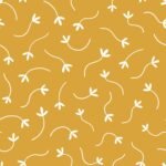 Pre-Order Coastal Calming Ditsy Leaves Minimal Plants Nursery Mustard Yellow