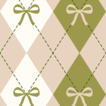 Pre-Order Coquette Argyle Diamonds with Ribbons Bows in Muted Green