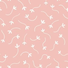 Pre-Order Coastal Calming Ditsy Leaves Minimal Plants Nursery Pink White