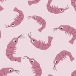 Pre-Order Ditsy Cute Shrimps Tossed Prawns Crustacean Purple Lilac