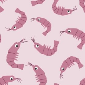 Pre-Order Ditsy Cute Shrimps Tossed Prawns Crustacean Purple Lilac