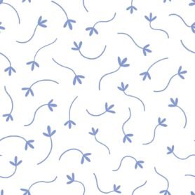Pre-Order Coastal Calming Ditsy Leaves Minimal Plants Nursery White Blue