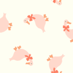 Pre-Order Playful Tossed Farm Ducks Coquette Bows Ivory Peach Beige Orange Tan