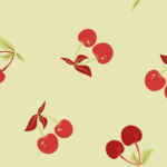 Pre-Order Minimalist Tossed Sweet Cherries Summer Fruit Dark Red Sage Green
