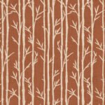 Pre-Order Botanical Vertical Woodland Trees Slender Trunks Subtle Texture Ivory Rust
