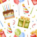 Pre-Order Happy Birthday Cute Bright Vibrant Design With Gifts Ribbons Confetti