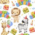 Pre-Order Happy Birthday Colorful Watercolor Design With Cute Animals