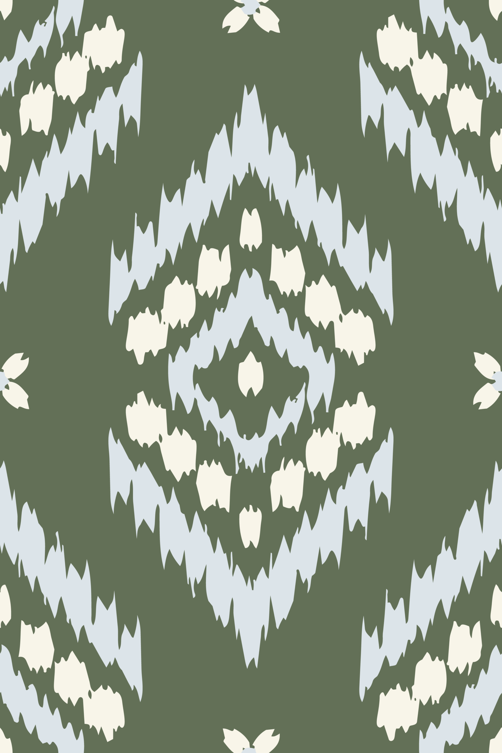 Boho-Hand-drawn-Ikat-tribal-abstract-geometric-in-blue-and-cream-on-green.png