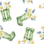Pre-Order Garden Green Boots And Daffodils And Hyacinths