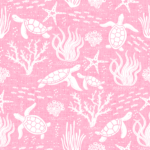 Pre-Order Coastal Ocean Life with Sea Turtles and Fish in Pink and White