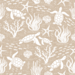 Pre-Order Coastal Ocean Life with Sea Turtles and Fish in Taupe