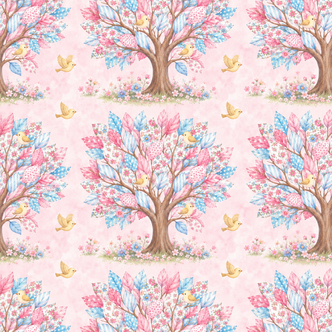 Fabric Trees And Birds