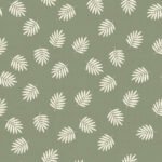 Pre-Order Elegant Botanical Fern Fronds Tossed Woven Texture Minimal Ivory Sage Mint