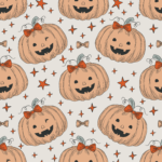 Pre-Order Playful Preppy Celestial Halloween Pumpkin Bows Stars Orange Peach White