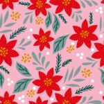 Pre-Order Poinsettia Floral Festive Holiday Pattern Pink Christmas
