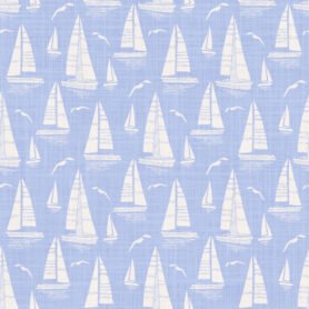 Pre-Order Seaside Regatta With Seagulls Nautical Sky Blue And White