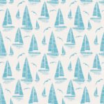 Pre-Order Seaside Regatta With Seagulls Nautical Turquoise And White