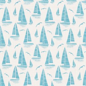 Pre-Order Seaside Regatta With Seagulls Nautical Turquoise And White