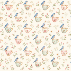Pre-Order Shabby Chic Tea Cups And Blue Birds