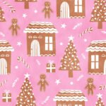 Pre-Order Pink Gingerbread Village Festive Village Novelty Pattern