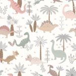 Pre-Order Cute Dinosaurs Jungle Landscape For Gender Neutral Baby Nursery